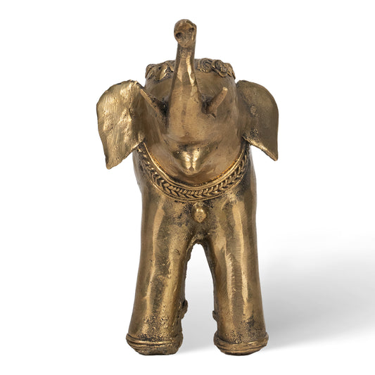 Handcrafted Brass Elephant Sculpture – Traditional Indian Dhokra Art Home Decor