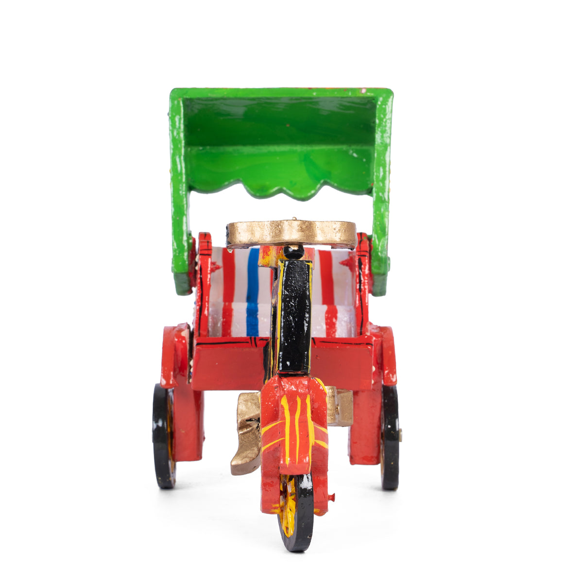 Handcrafted Wooden Cycle Rickshaw – Colorful Indian Folk Art Decorative Miniature