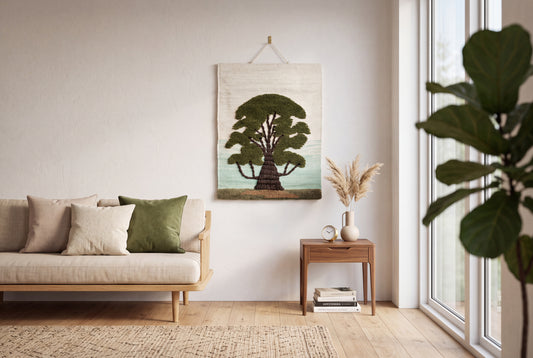 Handwoven Tree Wall Hanging, 30x20 Inch, Nature Landscape Tapestry (Boho Home Decor)