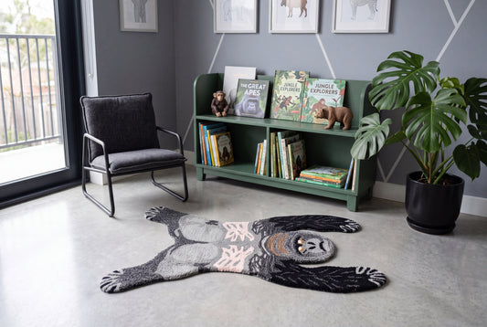 Hand Tufted Gorilla Shaped Wool Rug – Kids Room Animal Area Rug | 2×3 ft
