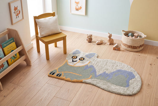 Hand Tufted Cat Shaped Wool Rug – Cute Animal Kids Room & Nursery Accent Rug | 2.3 × 1.4 Feet