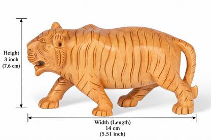Hand Carved Wooden Tiger Sculpture – Traditional Indian Tiger Figurine for Home Décor