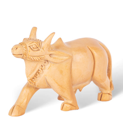 Hand Carved Wooden Cow Sculpture – Traditional Indian Wooden Cow Figurine for Home Décor