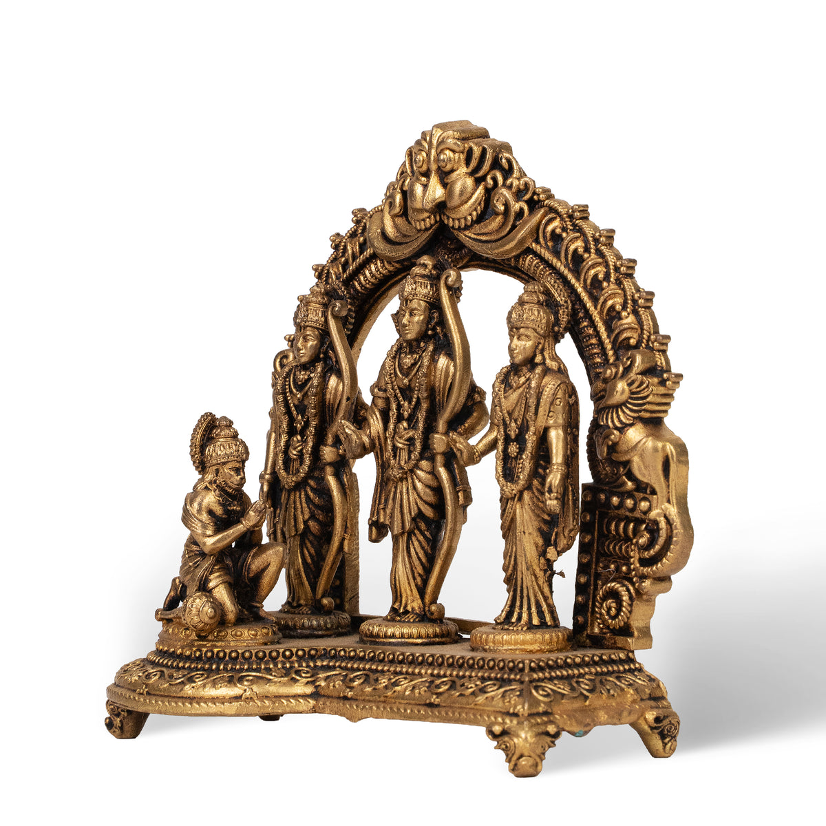 Handcrafted Brass Ram Darbar Statue – Rama Sita Lakshman Hanuman Indian Spiritual Decor