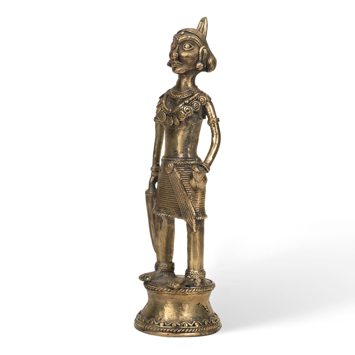 Handcrafted Dhokra Tribal Man Statue – Traditional Indian Brass Folk Art Decor