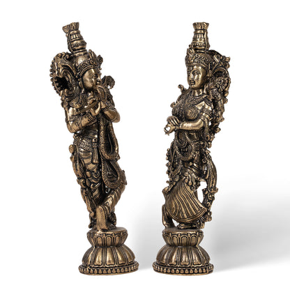 Handcrafted Brass Radha Krishna Statue Set – Traditional Indian Spiritual Home Decor