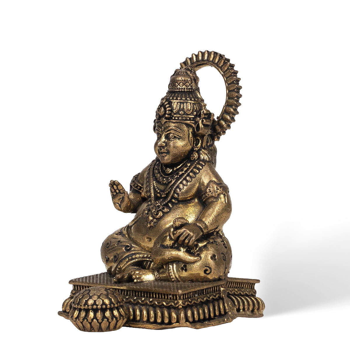 Handcrafted Brass Kuber Statue – Traditional Indian God of Wealth & Prosperity Decor