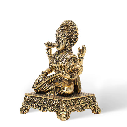 Handcrafted Brass Goddess Saraswati Statue – Veena Indian Spiritual & Home Decor