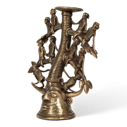 Handcrafted Dhokra Tribal Tree of Life Sculpture – Brass Tribal Art Home Decor