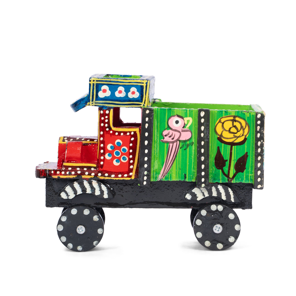Handcrafted Wooden Toy Truck – Colorful Indian Folk Art Decorative Miniature Truck