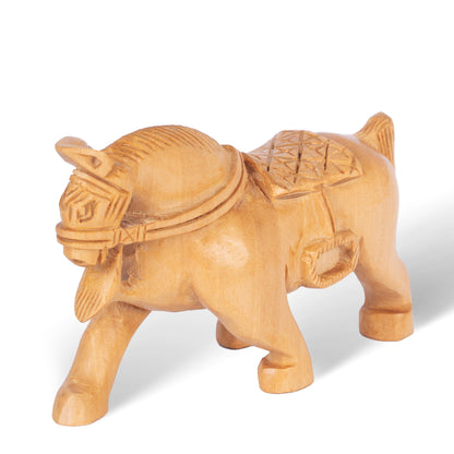 Hand Carved Wooden Horse Sculpture – Traditional Indian Wooden Horse Figurine for Home Décor