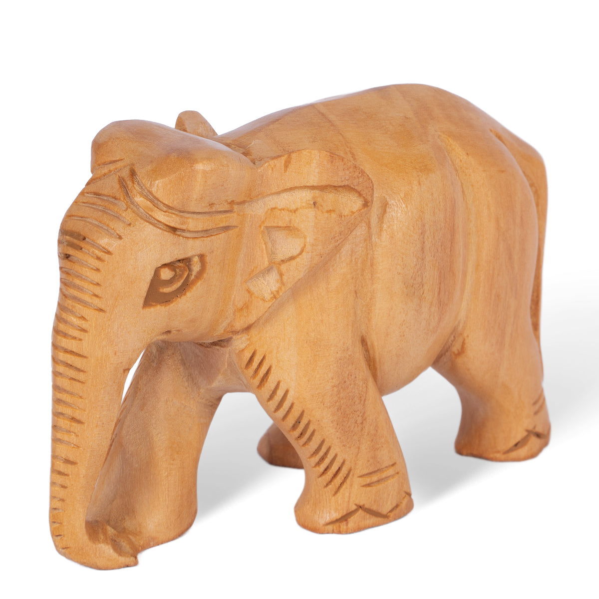 Hand Carved Wooden Elephant Sculpture – Traditional Indian Elephant Figurine for Home Décor