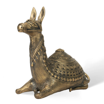 Handcrafted Dhokra Brass Camel Sculpture – Traditional Indian Tribal Home Decor