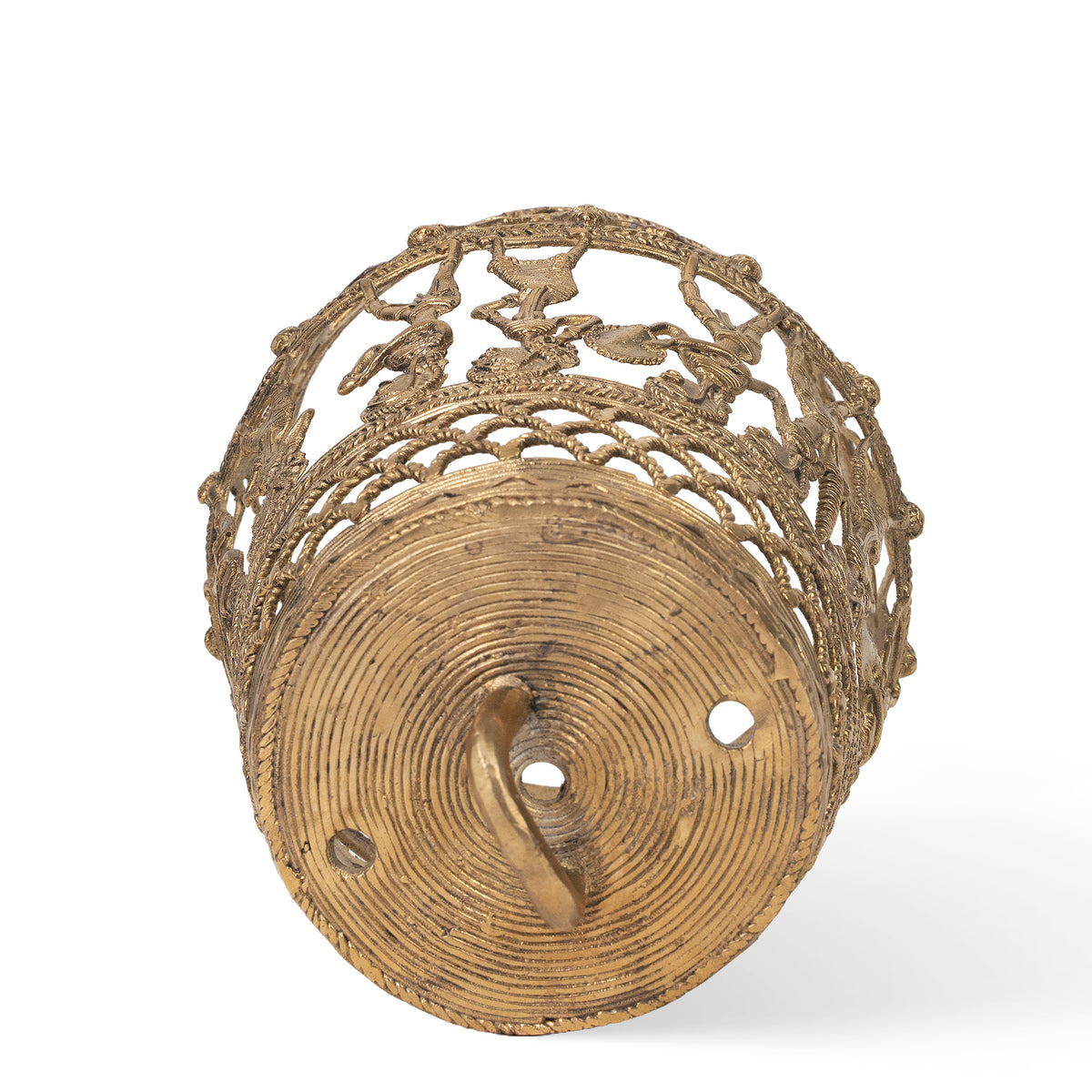 Handcrafted Dhokra Brass Hanging Lamp – Traditional Indian Tribal Pendant Light