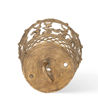 Handcrafted Dhokra Brass Hanging Lamp – Traditional Indian Tribal Pendant Light