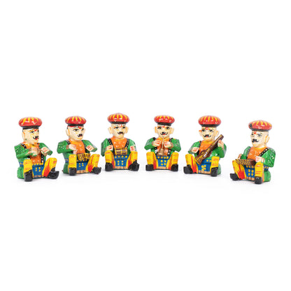 Handcrafted Rajasthani Musician Figurines Set of 6 – Colorful Indian Folk Art Decorative Statues
