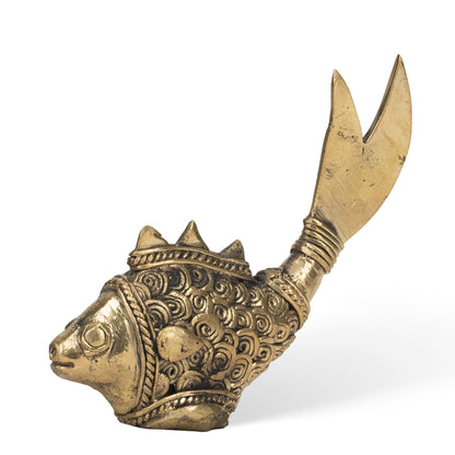 Handcrafted Brass Fish Sculpture – Traditional Indian Dhokra Tribal Art Home Decor