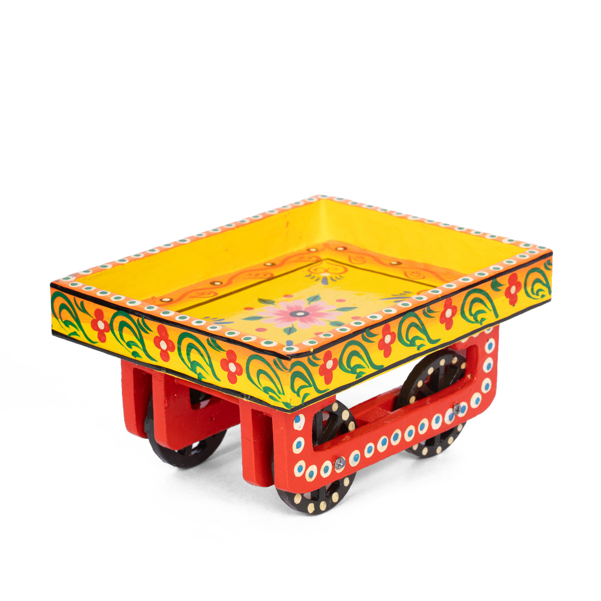 Handcrafted Wooden Decorative Cart Tray – Hand-Painted Indian Folk Art Home Decor