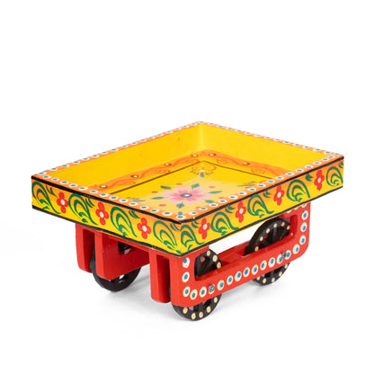 Handcrafted Wooden Decorative Cart Tray – Hand-Painted Indian Folk Art Home Decor