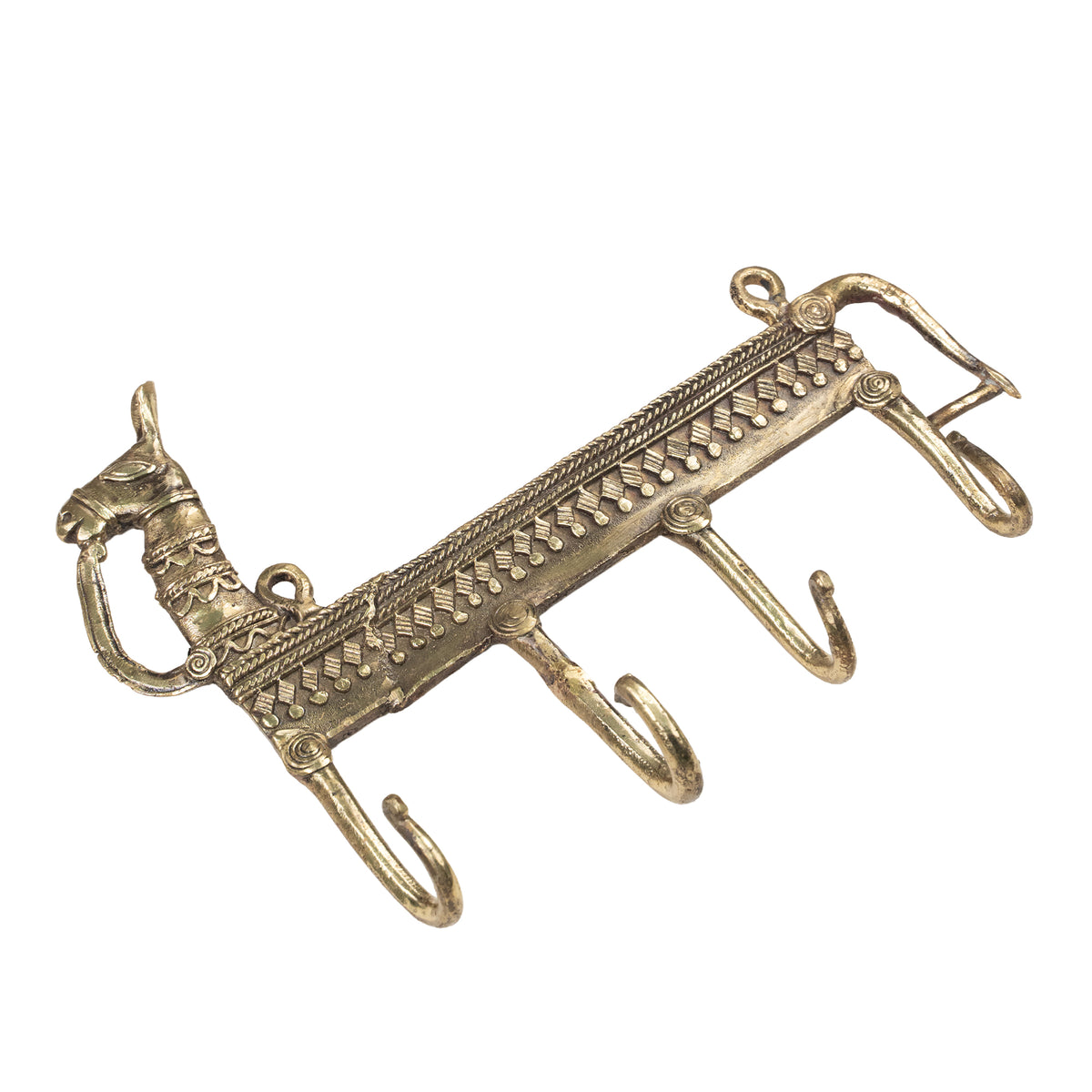 Handcrafted Brass Elephant Wall Hook | Indian Tribal Animal Wall Decor & Key Holder
