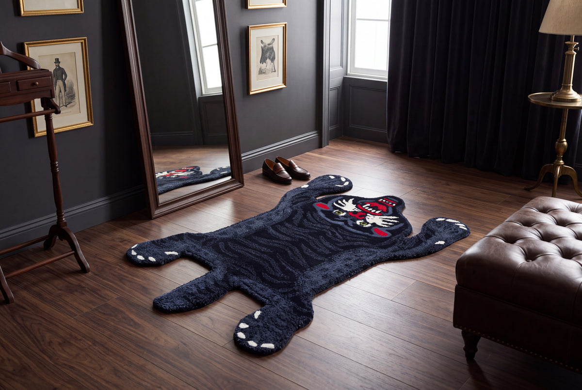 Hand Tufted Black Panther Rug – Animal Shaped Wool Rug for Kids Room, Bedroom & Modern Décor | 2 × 3 Feet