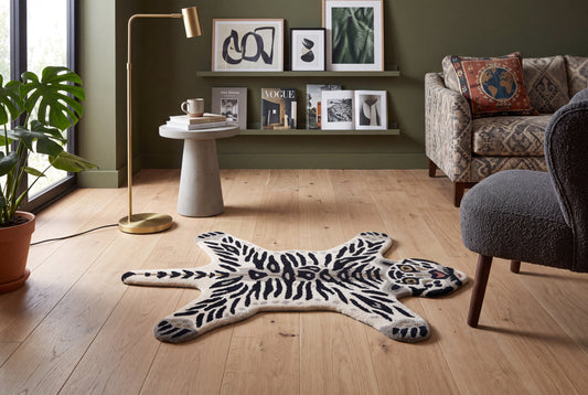 Hand Tufted Tiger Rug – Animal Shaped Wool Rug for Kids Room, Bedroom & Modern Décor | 2 × 3 Feet