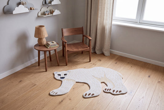 Hand Tufted Polar Bear Rug – Animal Shaped Wool Rug for Kids Room, Nursery & Modern Décor | 3 × 5 Feet