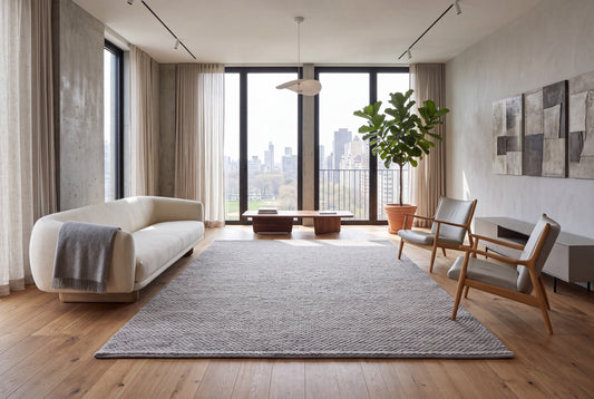 Handwoven Natural Grey Wool Area Rug | Soft Textured Flatweave Rug for Modern, Scandinavian & Rustic Interiors