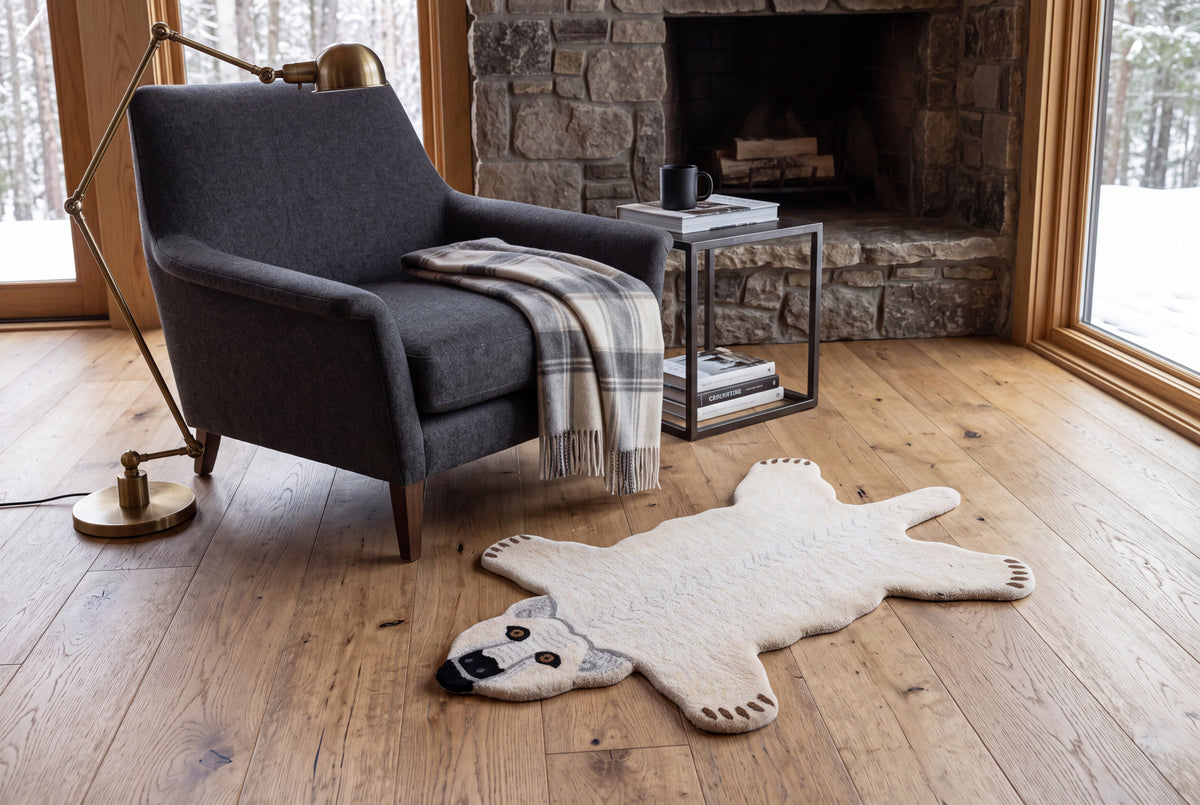 Hand Tufted Bear Rug – Animal Shaped Wool Rug for Kids Room, Nursery & Modern Décor | 2 × 3 Feet