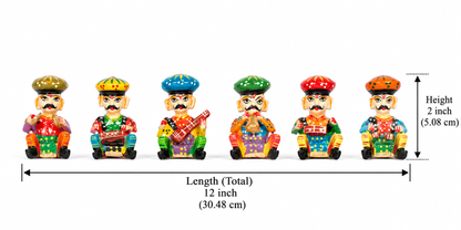 Handcrafted Rajasthani Musician Figurines Set of 6 – Colorful Indian Folk Art Decorative Statues