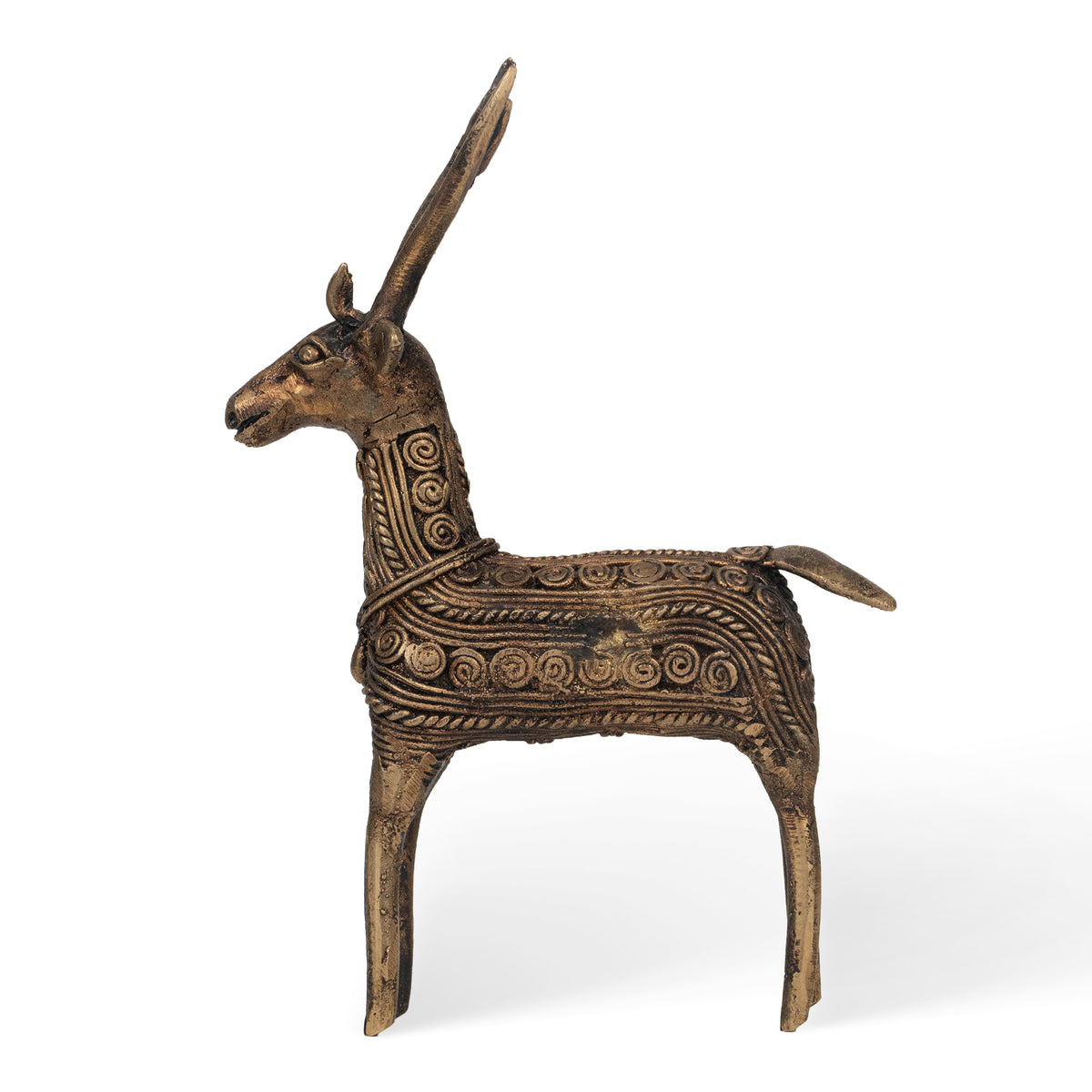 Handcrafted Dhokra Brass Deer Sculpture – Traditional Indian Tribal Art Animal Statue