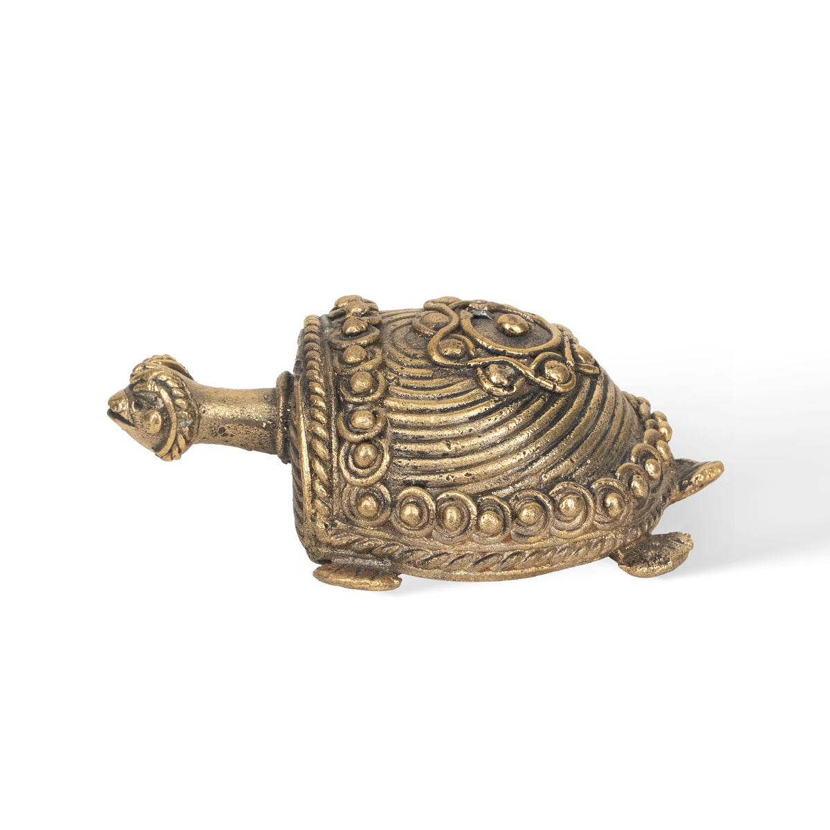 Brass Tortoise Sculpture, Handcrafted Dhokra Style Indian Tribal Art, Traditional Home Decor, Handmade Animal Figurine, 200g