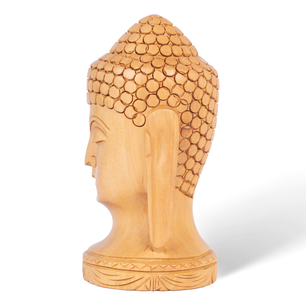 Hand Carved Wooden Buddha Head Sculpture – Meditation Buddha Statue for Home Décor