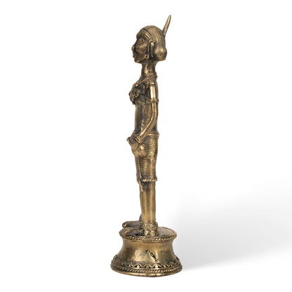 Handcrafted Dhokra Tribal Man Statue – Traditional Indian Brass Folk Art Decor