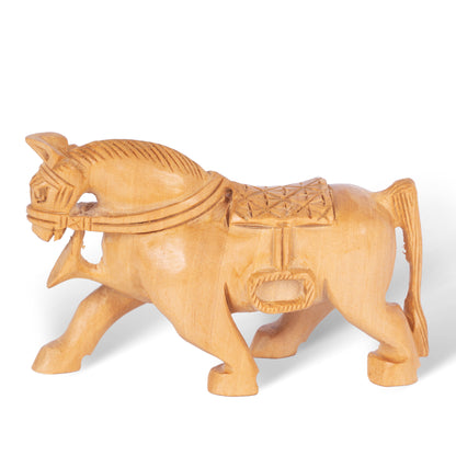 Hand Carved Wooden Horse Sculpture – Traditional Indian Wooden Horse Figurine for Home Décor