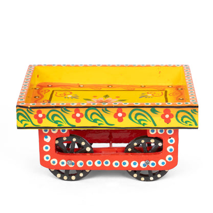 Handcrafted Wooden Decorative Cart Tray – Hand-Painted Indian Folk Art Home Decor
