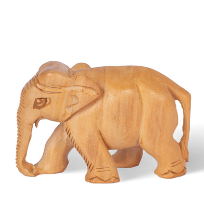 Hand Carved Wooden Elephant Sculpture – Traditional Indian Elephant Figurine for Home Décor
