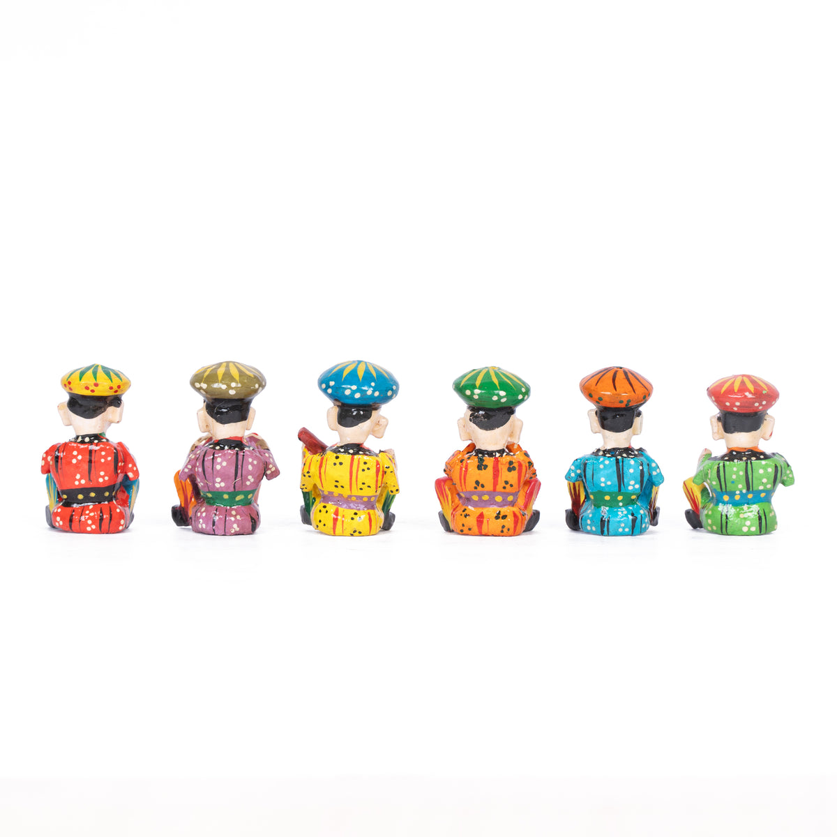 Handcrafted Rajasthani Musician Figurines Set of 6 – Colorful Indian Folk Art Decorative Statues
