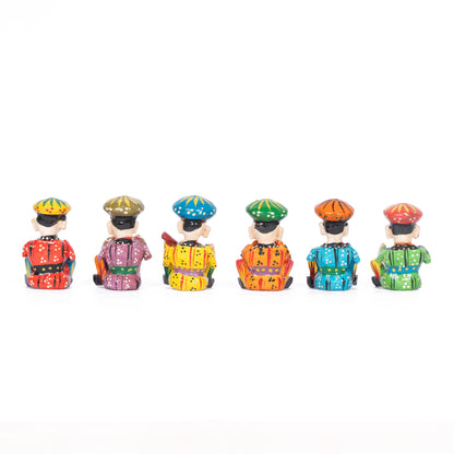 Handcrafted Rajasthani Musician Figurines Set of 6 – Colorful Indian Folk Art Decorative Statues