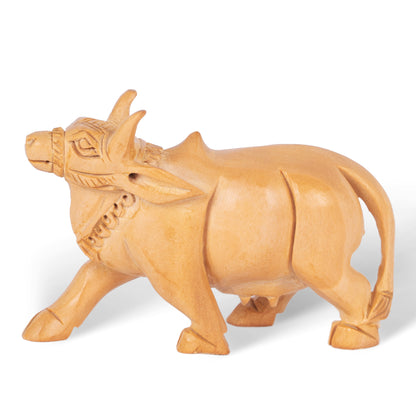 Hand Carved Wooden Cow Sculpture – Traditional Indian Wooden Cow Figurine for Home Décor