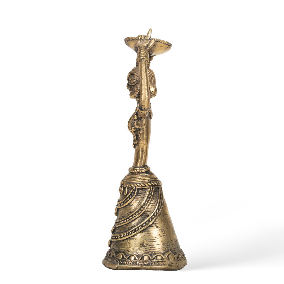 Dhokra Tribal Lady Brass Candle Holder | Handcrafted Indian Tribal Decor