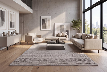 Handwoven Chunky Wool Rug – Ivory Beige Textured Area Rug, 2000 GSM