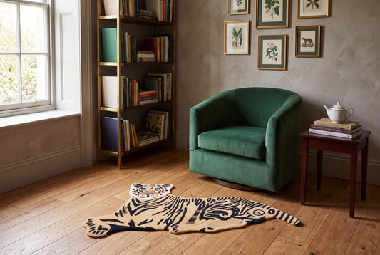Hand Tufted Tiger Rug – Animal Shaped Wool Rug for Kids Room, Nursery & Modern Home Décor | 2.8 × 5.11 Feet