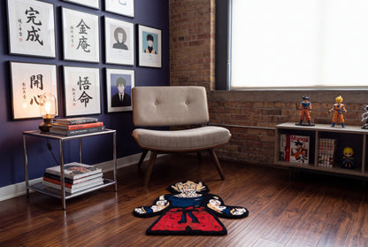 Hand Tufted Anime Character Rug – Black, Red & Blue Character Shaped Wool Rug for Kids Room, Gaming Room & Décor | 2.1 × 2.7 Feet
