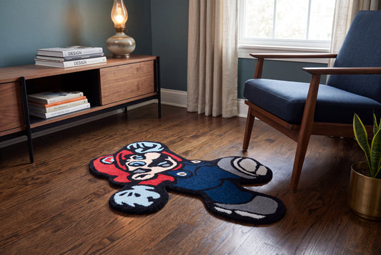 Hand Tufted Cartoon Character Rug – Red, Black & Blue Wool Rug for Kids Room, Playroom & Gaming Décor | 2 × 3 Feet