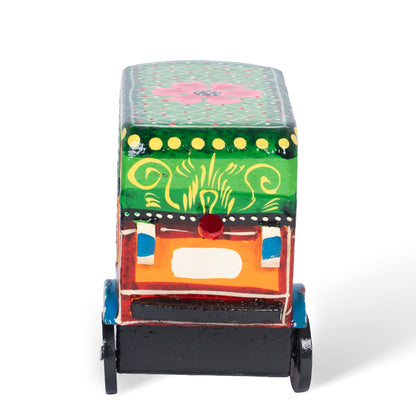 Handcrafted Wooden Auto Rickshaw – Colorful Indian Folk Art Miniature Tuk Tuk Decor
