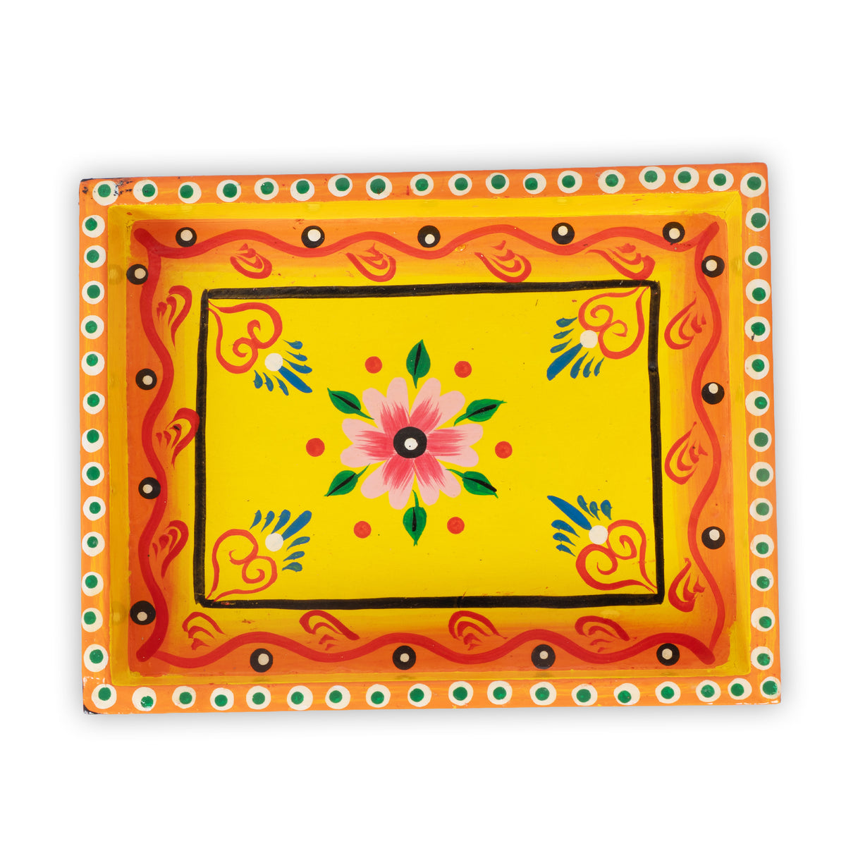 Handcrafted Wooden Decorative Cart Tray – Hand-Painted Indian Folk Art Home Decor
