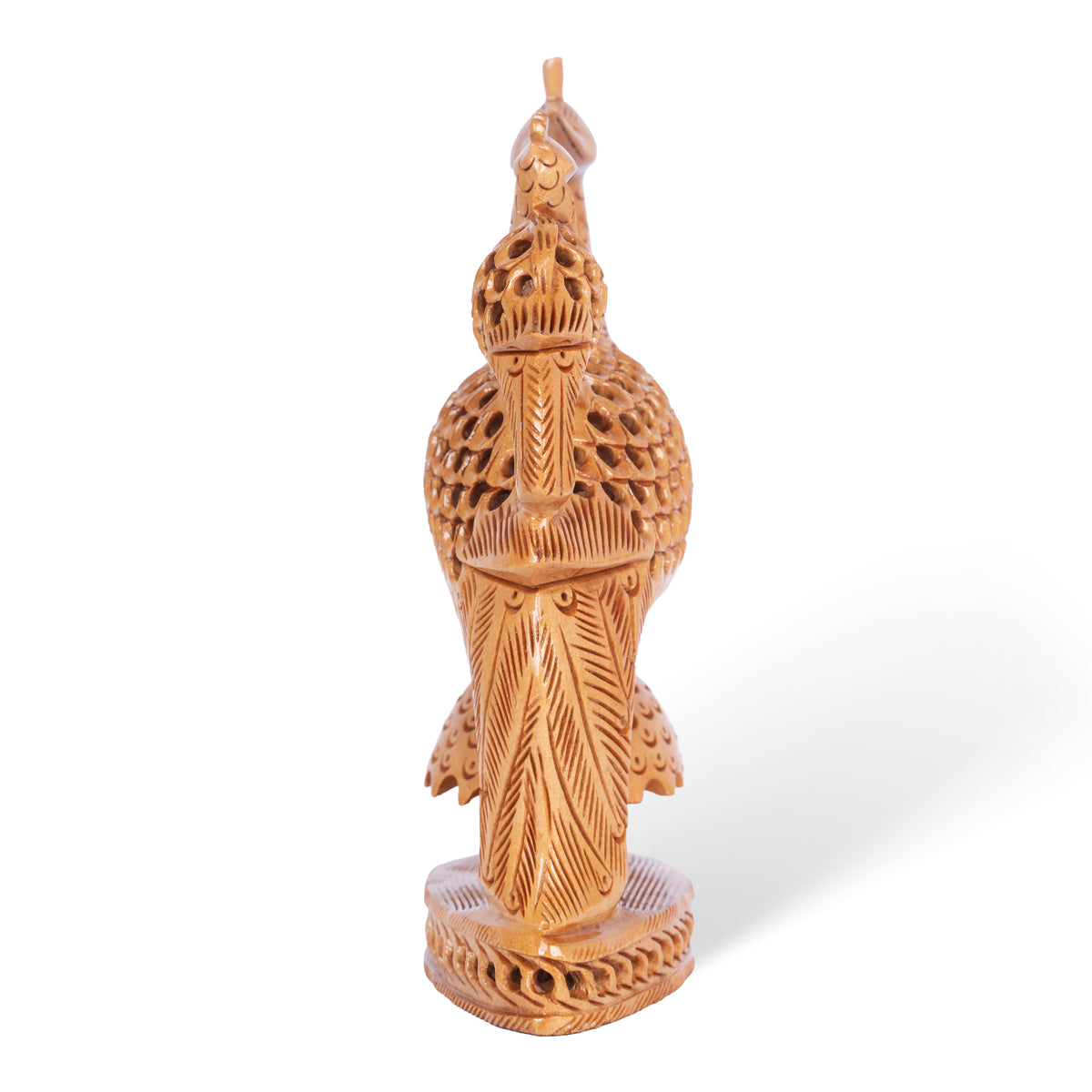 Hand Carved Wooden Peacock Pair Sculpture – Traditional Indian Bird Figurine Home Décor