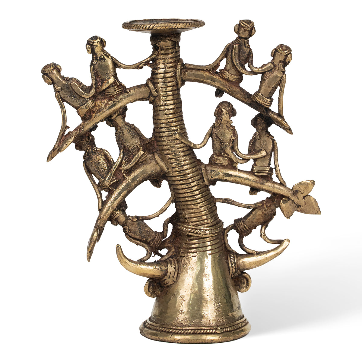 Handcrafted Dhokra Tribal Tree of Life Sculpture – Brass Tribal Art Home Decor