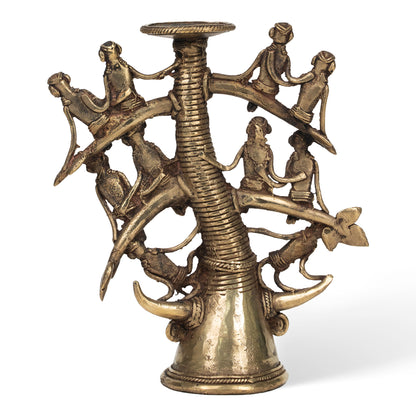 Handcrafted Dhokra Tribal Tree of Life Sculpture – Brass Tribal Art Home Decor